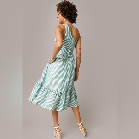 Francesca’s Collections Jada Striped One Shoulder Midi Dress - Picture 4 of 11